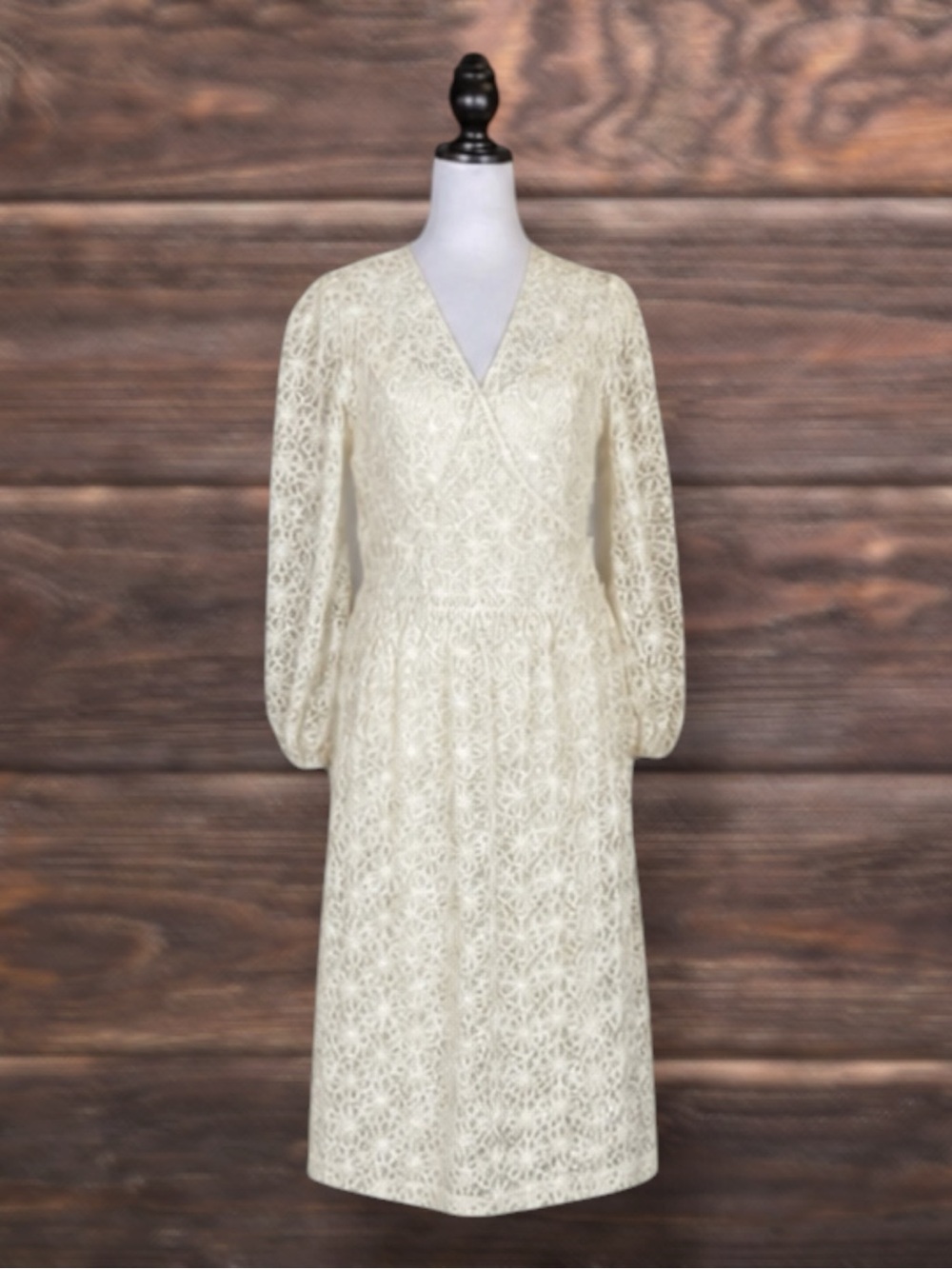 ModCloth Dress Cream Midi Wrap Floral Medallion Lace 2 Piece Slip Feminine M NWT
